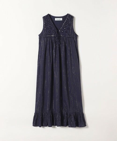 SHIPS for women/シップスウィメン SARA MALLIKA:〈手洗い可能〉ストライプ ジャカード ミラー エンブロイダリー ワンピース ネイビー ONE SIZE SHIPS for women/シップスウィメン SARA MALLIKA:〈手洗い可能〉ストライプ ジャカード ミラー エンブロイダリー ワンピース ネイビー ONE SIZE