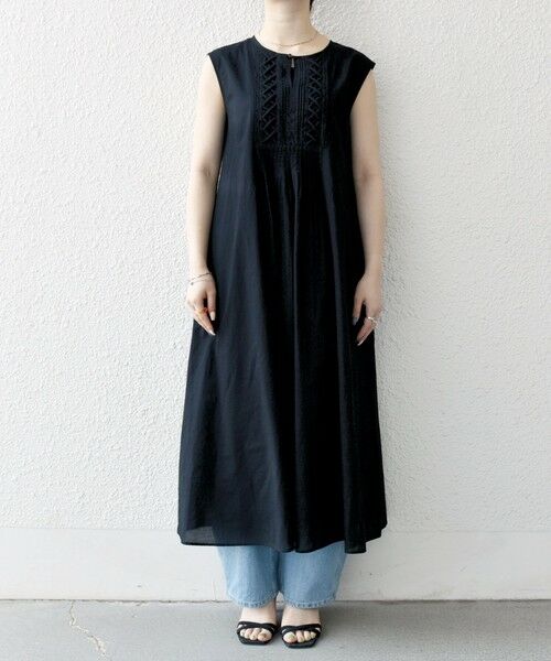 SHIPS / シップス ロング・マキシ丈ワンピース | SHIPS any:〈手洗い可能〉ロープ デザイン ピンタック フレンチスリーブ ワンピース | 詳細9