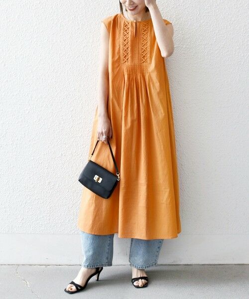 SHIPS / シップス ロング・マキシ丈ワンピース | SHIPS any:〈手洗い可能〉ロープ デザイン ピンタック フレンチスリーブ ワンピース | 詳細12