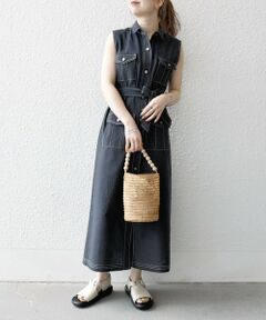 SHIPS / シップス ロング・マキシ丈ワンピース | SHIPS any:〈洗濯機可能〉オックス ステッチ ノースリーブ シャツ ワンピース