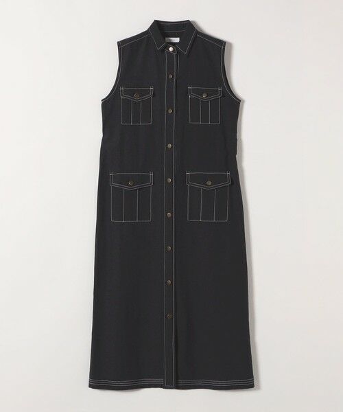 2023SS JAPAN DENIM ノースリーブステッチワンピース マキシ丈 セール】 SHIPS any:〈洗濯機可能〉オックス ステッチ