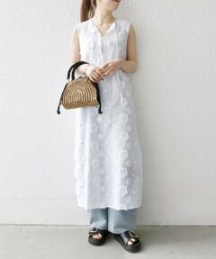 SHIPS / シップス ロング・マキシ丈ワンピース | SHIPS any:〈手洗い可能〉3D フラワー エンブロイダリー ロング ワンピース