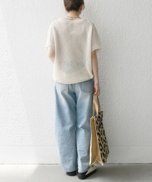 極美品✨シップス　ニットテーラード　ストレッチ　麻　洗える　青　M　近年モデル 鋭角Vネックサマーニット｜細見え×涼感の大人きれいめトップス