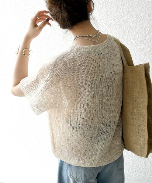 SHIPS / シップス ニット・セーター | SHIPS any:〈手洗い可能〉ギマ  ワイド フレンチ シアー ニット プルオーバー | 詳細8