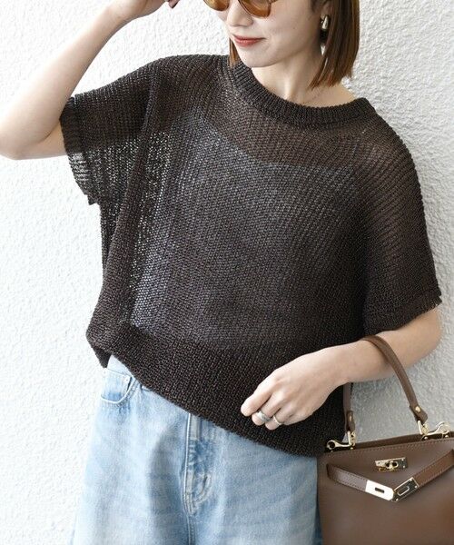 SHIPS for women/シップスウィメン 《予約》SHIPS any:〈手洗い可能〉ギマ シアー フレンチスリーブ ニット プルオーバー ブラウン ONE SIZE SHIPS for women/シップスウィメン 《予約》SHIPS any:〈手洗い可能〉ギマ シアー フレンチスリーブ ニット プルオーバー ブラウン ONE SIZE