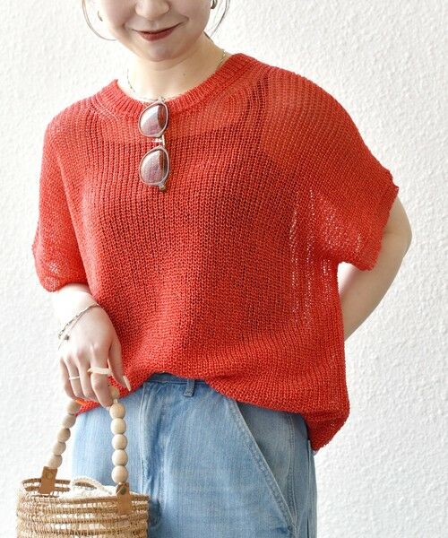SHIPS for women/シップスウィメン 《予約》SHIPS any:〈手洗い可能〉ギマ シアー フレンチスリーブ ニット プルオーバー オレンジ ONE SIZE SHIPS for women/シップスウィメン 《予約》SHIPS any:〈手洗い可能〉ギマ シアー フレンチスリーブ ニット プルオーバー オレンジ ONE SIZE
