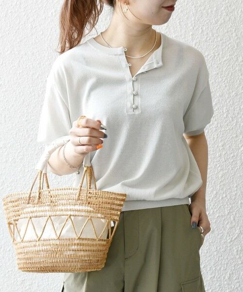 SHIPS / シップス ニット・セーター | SHIPS any:〈接触冷感/手洗い可能〉ビジュー ヘンリーネック ニット プルオーバー | 詳細10