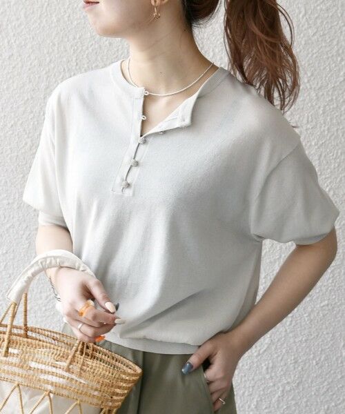 SHIPS / シップス ニット・セーター | SHIPS any:〈接触冷感/手洗い可能〉ビジュー ヘンリーネック ニット プルオーバー | 詳細3