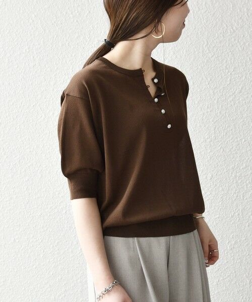 SHIPS / シップス ニット・セーター | 《一部予約》SHIPS any:〈接触冷感/手洗い可能〉ビジュー ヘンリーネック ニット プルオーバー | 詳細17