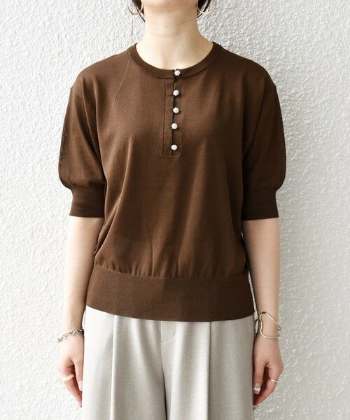 SHIPS / シップス ニット・セーター | 《一部予約》SHIPS any:〈接触冷感/手洗い可能〉ビジュー ヘンリーネック ニット プルオーバー | 詳細20