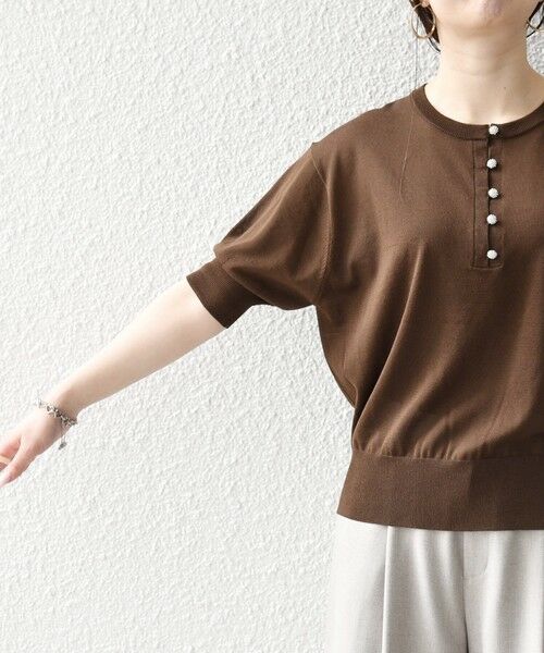 SHIPS / シップス ニット・セーター | SHIPS any:〈接触冷感/手洗い可能〉ビジュー ヘンリーネック ニット プルオーバー | 詳細25