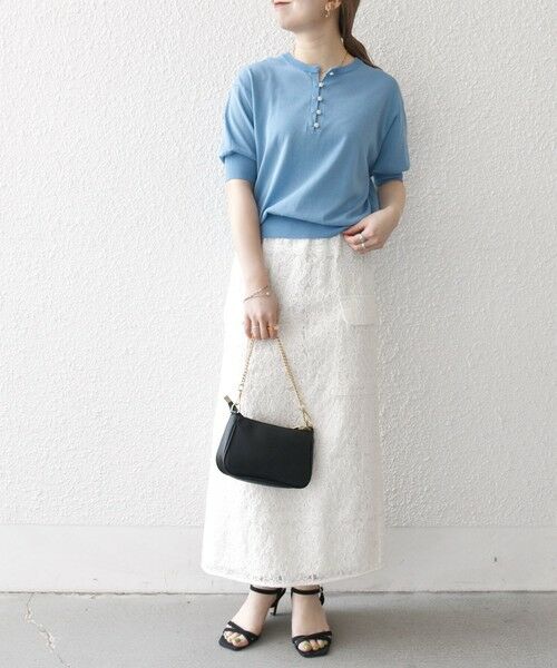 SHIPS / シップス ニット・セーター | SHIPS any:〈接触冷感/手洗い可能〉ビジュー ヘンリーネック ニット プルオーバー | 詳細14