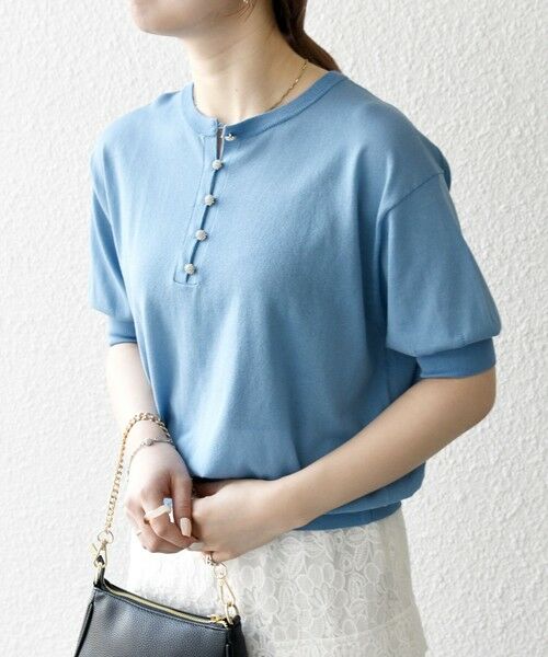 SHIPS / シップス ニット・セーター | SHIPS any:〈接触冷感/手洗い可能〉ビジュー ヘンリーネック ニット プルオーバー | 詳細18