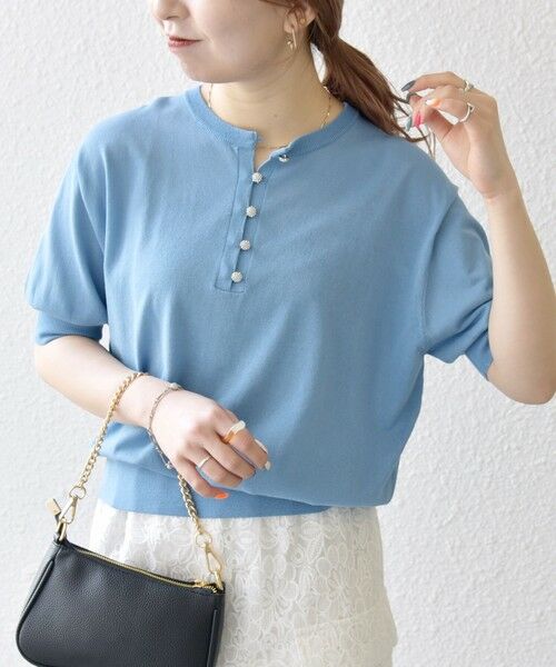 SHIPS / シップス ニット・セーター | SHIPS any:〈接触冷感/手洗い可能〉ビジュー ヘンリーネック ニット プルオーバー | 詳細22