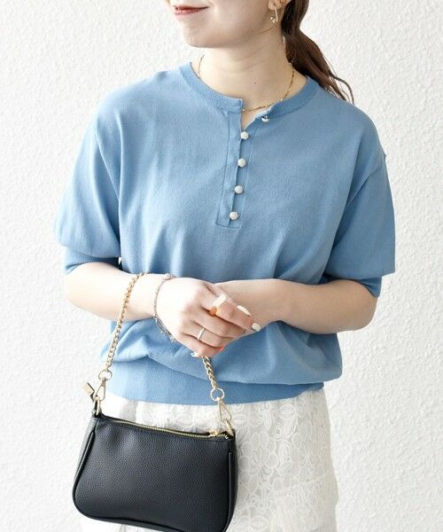 SHIPS / シップス ニット・セーター | SHIPS any:〈接触冷感/手洗い可能〉ビジュー ヘンリーネック ニット プルオーバー | 詳細23