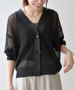 SHIPS / シップス カーディガン・ボレロ | 《一部追加予約》SHIPS any:〈手洗い可能〉ギマ ワイド Vネック シアー カーディガン