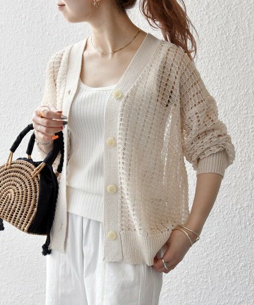 SHIPS / シップス カーディガン・ボレロ | SHIPS any:〈手洗い可能〉ギマ ワイド Vネック シアー カーディガン | 詳細4