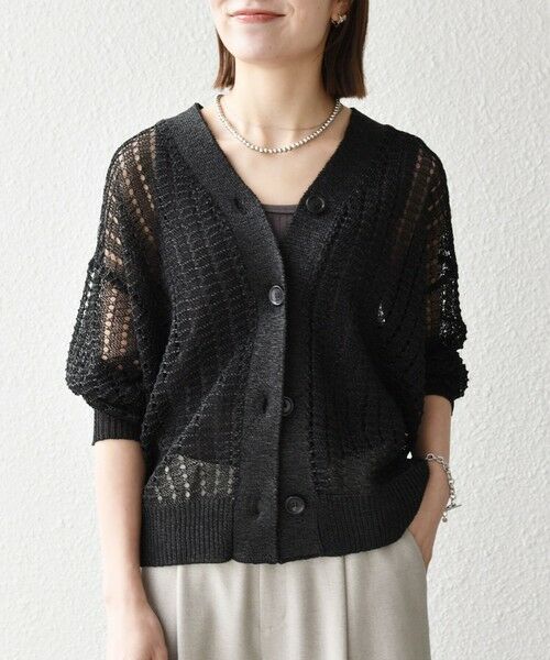 SHIPS / シップス カーディガン・ボレロ | 《一部追加予約》SHIPS any:〈手洗い可能〉ギマ ワイド Vネック シアー カーディガン | 詳細15