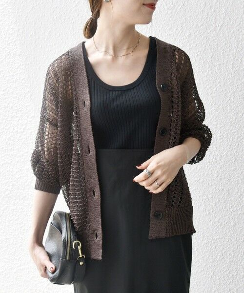 SHIPS / シップス カーディガン・ボレロ | SHIPS any:〈手洗い可能〉ギマ ワイド Vネック シアー カーディガン | 詳細15