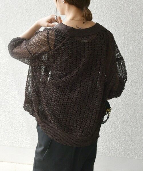 SHIPS / シップス カーディガン・ボレロ | 《一部追加予約》SHIPS any:〈手洗い可能〉ギマ ワイド Vネック シアー カーディガン | 詳細25