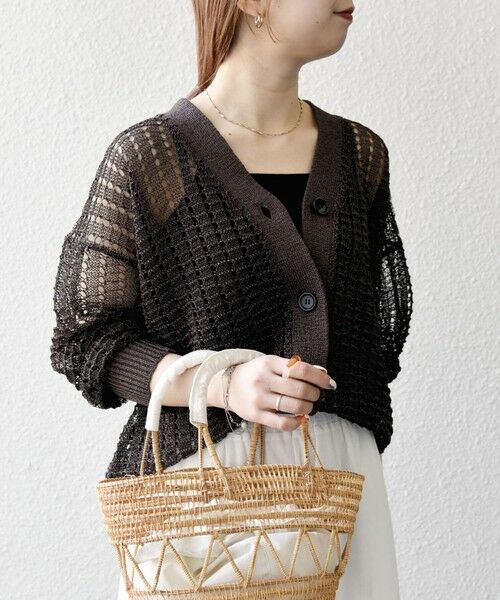 SHIPS for women/シップスウィメン 《予約》SHIPS any:〈手洗い可能〉ギマ シアー Vネック ミディ ニット カーディガン ブラウン ONE SIZE SHIPS for women/シップスウィメン 《予約》SHIPS any:〈手洗い可能〉ギマ シアー Vネック ミディ ニット カーディガン ブラウン ONE SIZE
