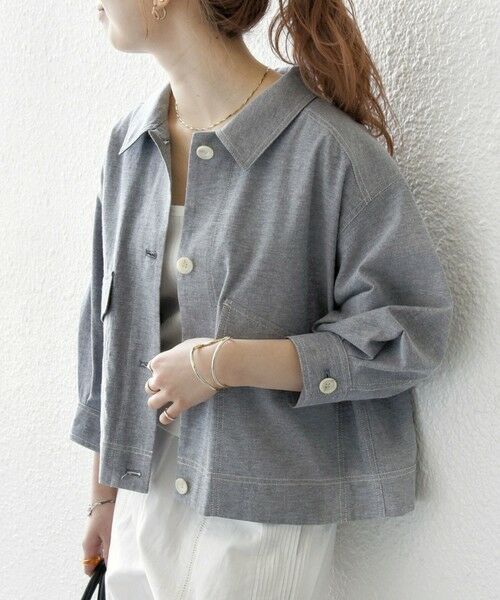 SHIPS for women/シップスウィメン 《予約》SHIPS any:〈洗濯機可能〉オックス ステッチ ショート シャツ ジャケット グレー ONE SIZE SHIPS for women/シップスウィメン 《予約》SHIPS any:〈洗濯機可能〉オックス ステッチ ショート シャツ ジャケット グレー ONE SIZE