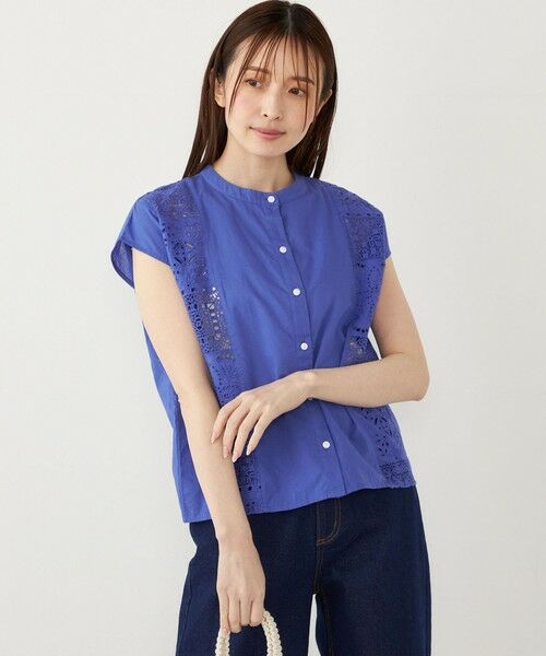 SHIPS / シップス シャツ・ブラウス | SHIPS Colors:〈洗濯機可能〉コットン 幾何 レース コンビ シャツ | 詳細27