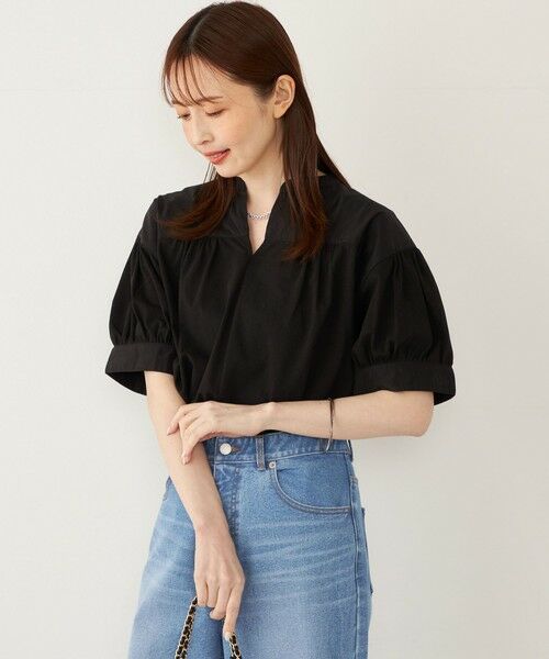 SHIPS / シップス カットソー | SHIPS Colors:〈手洗い可能〉ハイツイスト コンビ スキッパー プルオーバー | 詳細9