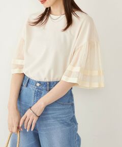 SHIPS / シップス カットソー | SHIPS Colors:〈手洗い可能〉ジョーゼット チュールスリーブ トップス