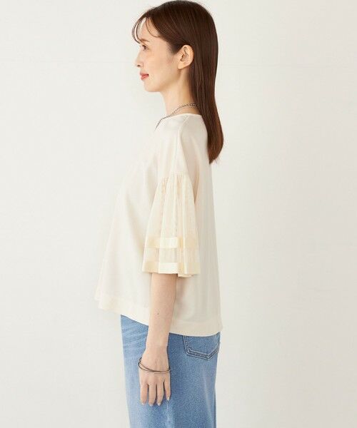SHIPS / シップス カットソー | SHIPS Colors:〈手洗い可能〉ジョーゼット チュールスリーブ トップス | 詳細4