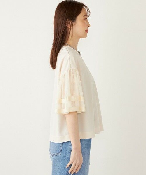 SHIPS / シップス カットソー | SHIPS Colors:〈手洗い可能〉ジョーゼット チュールスリーブ トップス | 詳細6