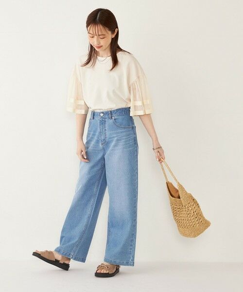 SHIPS / シップス カットソー | SHIPS Colors:〈手洗い可能〉ジョーゼット チュールスリーブ トップス | 詳細7