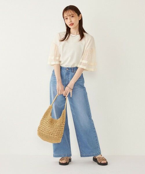 SHIPS / シップス カットソー | SHIPS Colors:〈手洗い可能〉ジョーゼット チュールスリーブ トップス | 詳細10