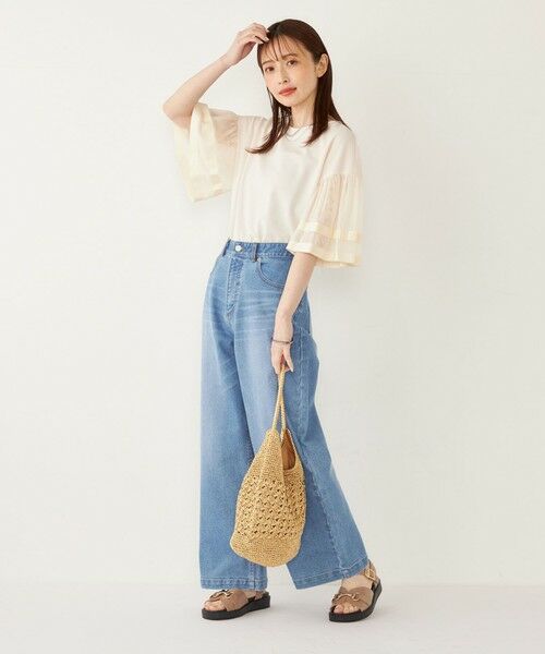 SHIPS / シップス カットソー | SHIPS Colors:〈手洗い可能〉ジョーゼット チュールスリーブ トップス | 詳細11