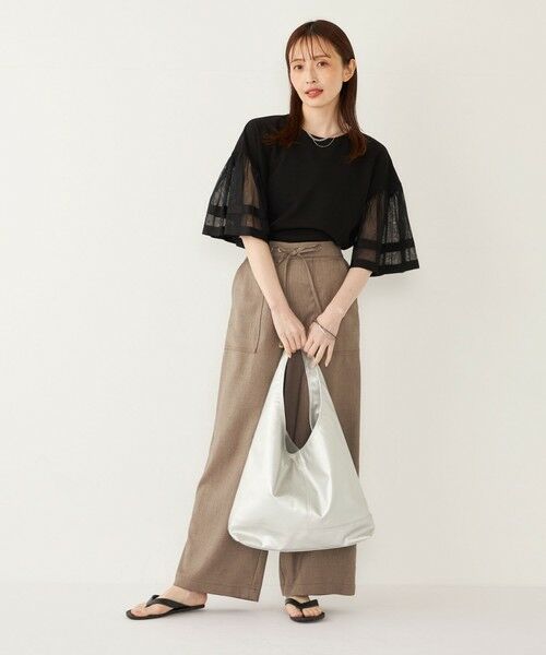 SHIPS / シップス カットソー | SHIPS Colors:〈手洗い可能〉ジョーゼット チュールスリーブ トップス | 詳細14