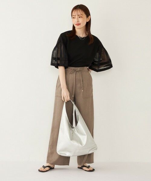 SHIPS / シップス カットソー | SHIPS Colors:〈手洗い可能〉ジョーゼット チュールスリーブ トップス | 詳細18