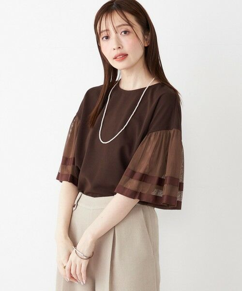 SHIPS / シップス カットソー | SHIPS Colors:〈手洗い可能〉ジョーゼット チュールスリーブ トップス | 詳細28