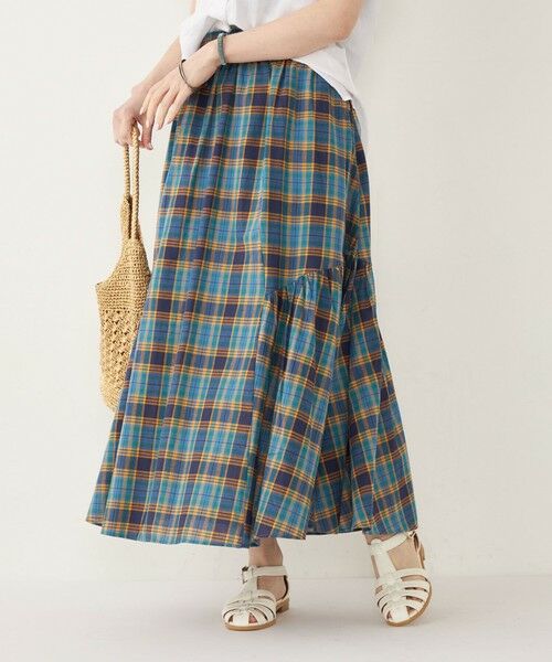 SHIPS for women/シップスウィメン SHIPS Colors:〈手洗い可能〉マドラスチェック ギャザー スカート◇ ブルー ONE SIZE SHIPS for women/シップスウィメン SHIPS Colors:〈手洗い可能〉マドラスチェック ギャザー スカート◇ ブルー ONE SIZE
