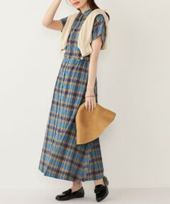 SHIPS / シップス ロング・マキシ丈ワンピース | SHIPS Colors:〈手洗い可能〉マドラスチェック ウエスト タブ ワンピース◇