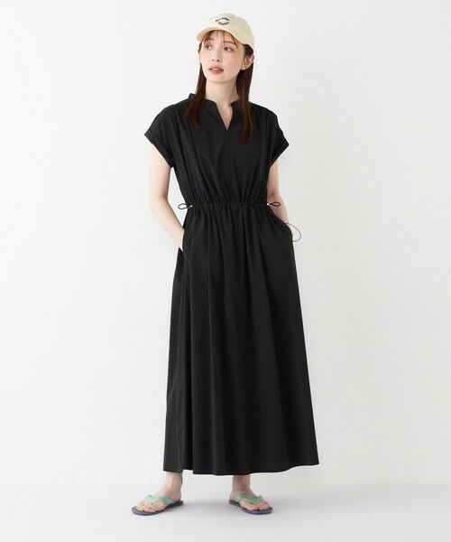 新品　SHIPS any ダブルクロス Vネック ペプラム ワンピース SHIPS｜SHIPS any:<洗濯機可能>ダブルクロス Vネック ペプラム