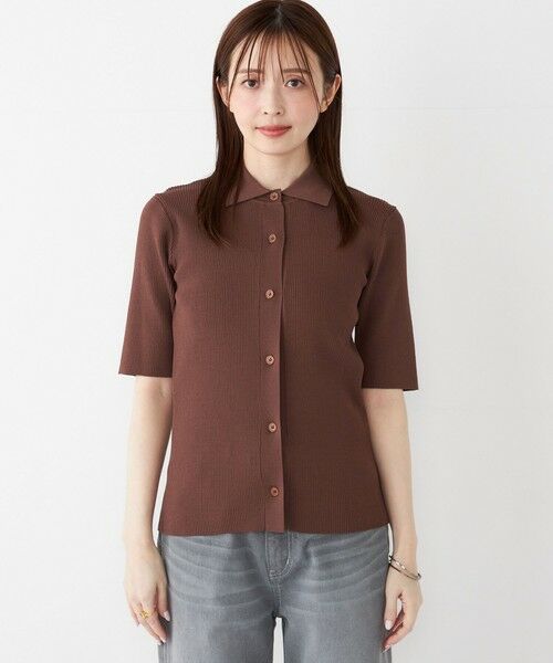 SHIPS / シップス ニット・セーター | SHIPS Colors:〈手洗い可能〉リブ ショートスリーブ ニット ポロ | 詳細15