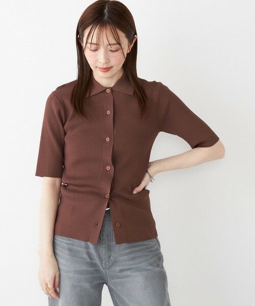 SHIPS / シップス ニット・セーター | SHIPS Colors:〈手洗い可能〉リブ ショートスリーブ ニット ポロ | 詳細20