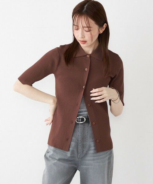 SHIPS / シップス ニット・セーター | SHIPS Colors:〈手洗い可能〉リブ ショートスリーブ ニット ポロ | 詳細21