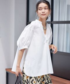 SHIPS / シップス シャツ・ブラウス | 〈接触冷感 / 撥水加工〉TEX BRID(R)タフタ スキッパー 5分袖 ブラウス