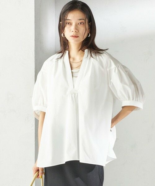 接触冷感 / 撥水加工〉TEX BRID(R)タフタ スキッパー 5分袖