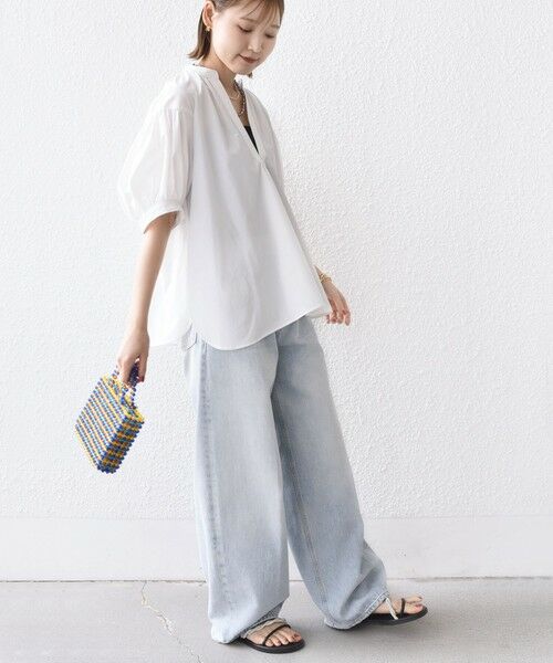 SHIPS / シップス シャツ・ブラウス | 〈接触冷感 / 撥水加工〉TEX BRID(R)タフタ スキッパー 5分袖 ブラウス | 詳細18