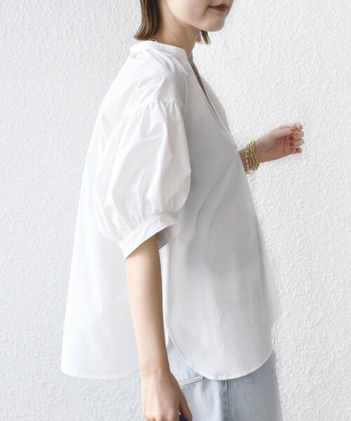 ブラウス シャツ 「接触冷感 / 撥水加工」TEX BRID(R)タフタ スキッパー 5分袖 ブラウス レディース 接触冷感 / 撥水加工〉TEX BRID(R)タフタ スキッパー 5分袖