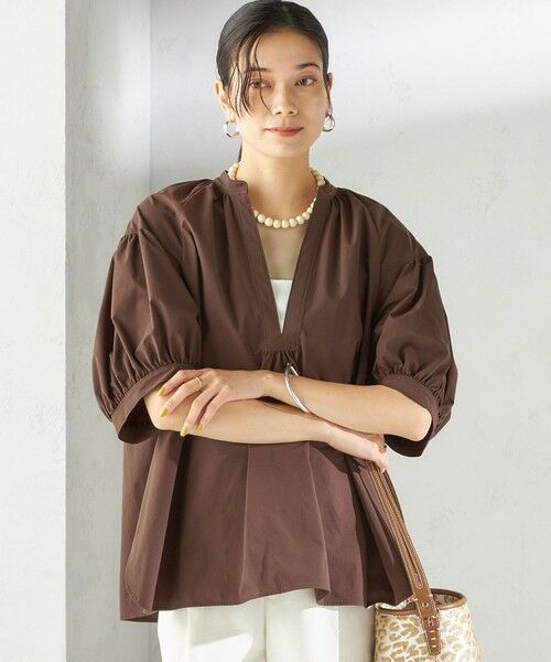 接触冷感 / 撥水加工〉TEX BRID(R)タフタ スキッパー 5分袖