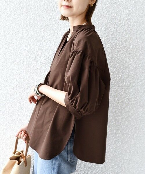 接触冷感 / 撥水加工〉TEX BRID(R)タフタ スキッパー 5分袖