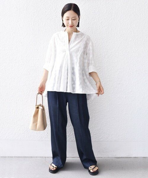 SHIPS / シップス シャツ・ブラウス | 【WEB限定】〈手洗い可能〉コットン ジャカード フレア ブラウス | 詳細1